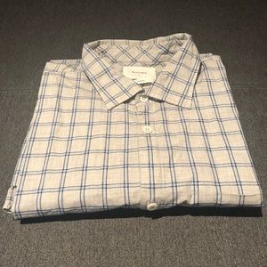 Billy Reid Grey Long Sleeve Plaid Polo